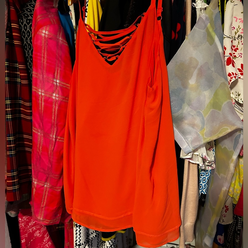 Torrid spaghetti strap blouse, bright salmon, size 2
